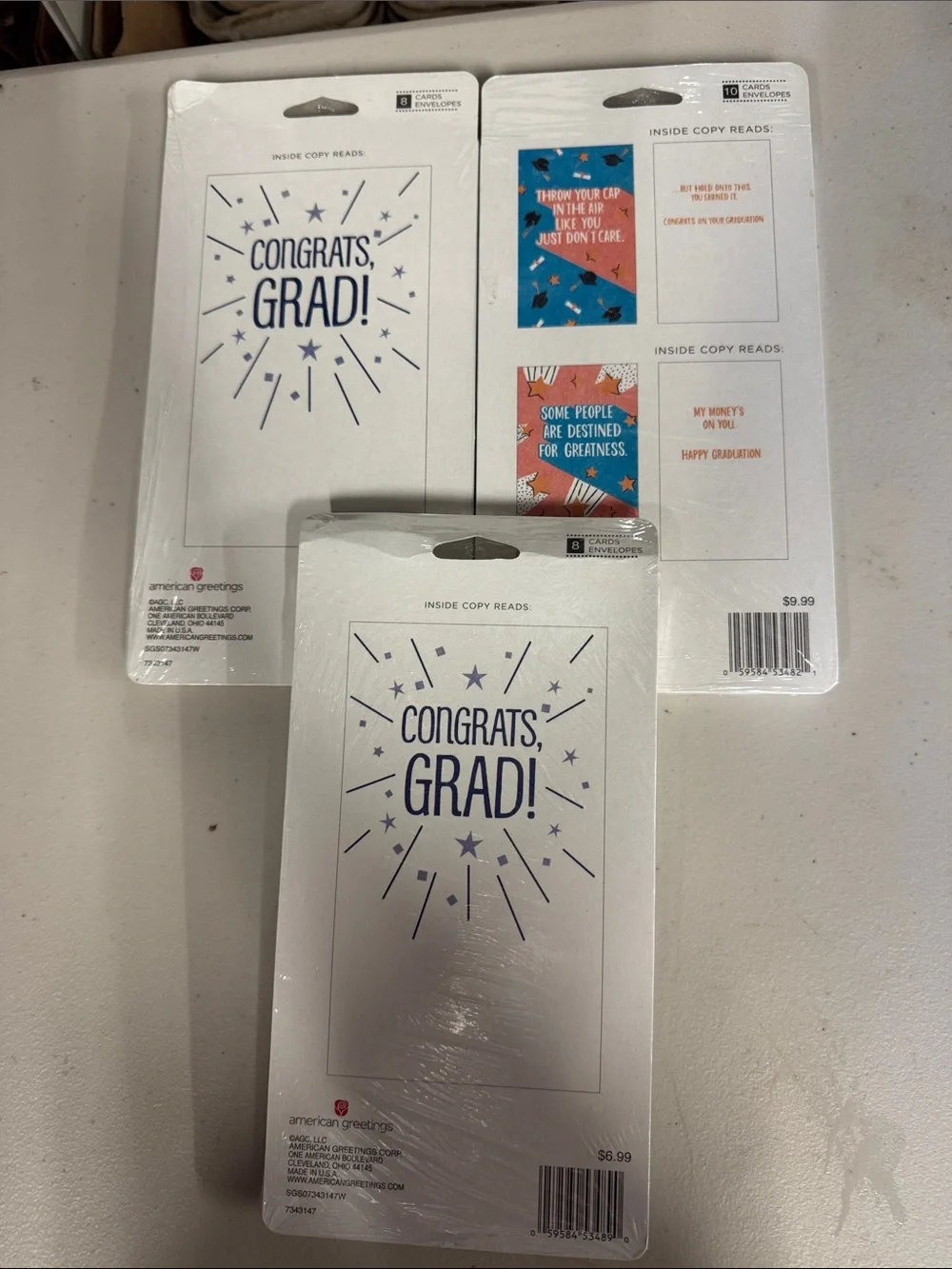 American Greetings Graduation Money Envelopes - Blue, Yellow, White, Coral